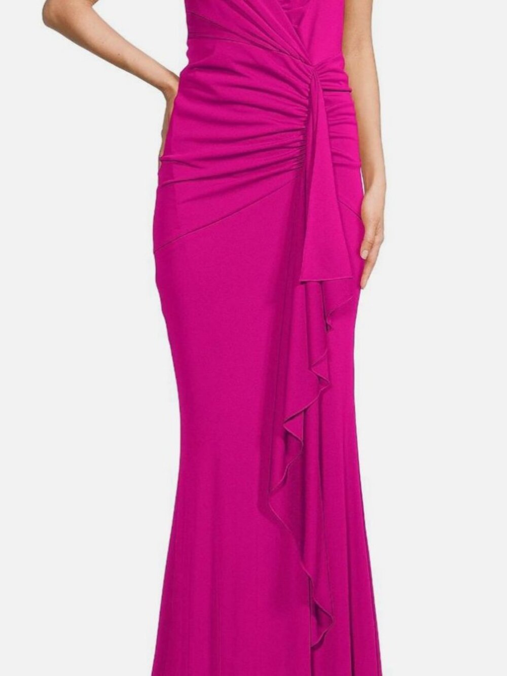 Donna Karan New York Women's Purple Cascade Sleeveless Draped Gown Dress Size 8